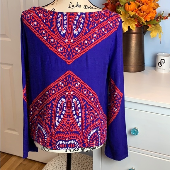 Ella Moss Moroccan Print Top Size Small - Picture 4 of 7